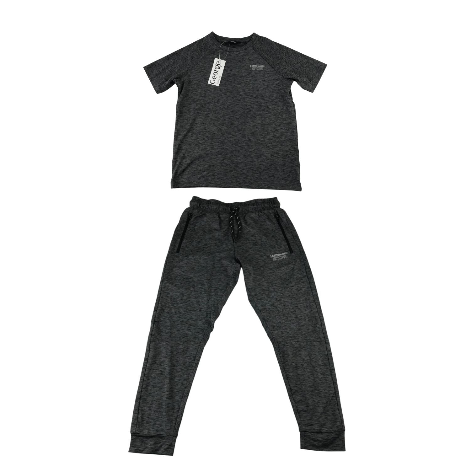 George 7-8 years dark grey activewear set polyester elastane