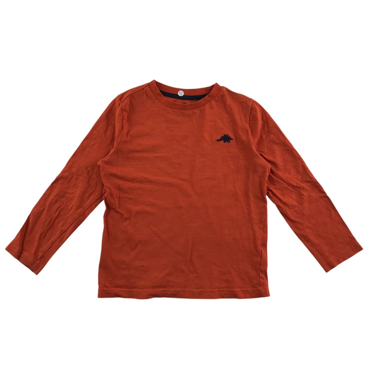 F&F t-shirt 6-7 years orange long sleeve with dinosaur embroidery cotton
