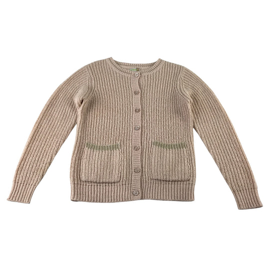 Vertbaudet 9-10 years beige knit cardigan acrylic polyester metallised fibres
