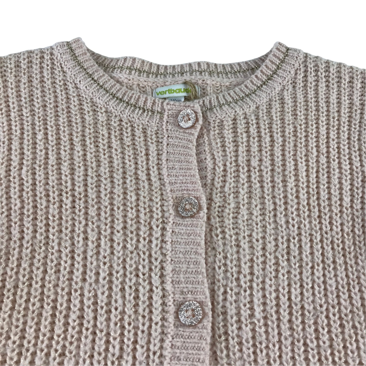 Vertbaudet 9-10 years beige knit cardigan acrylic polyester metallised fibres