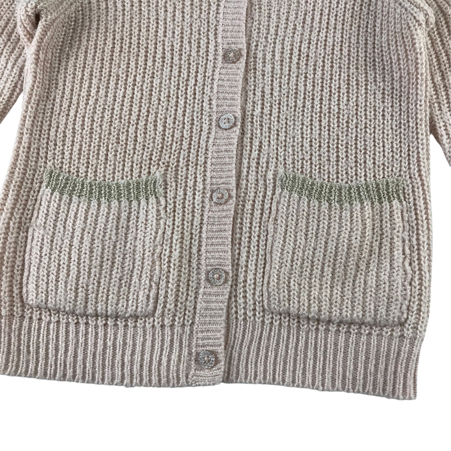 Vertbaudet 9-10 years beige knit cardigan acrylic polyester metallised fibres