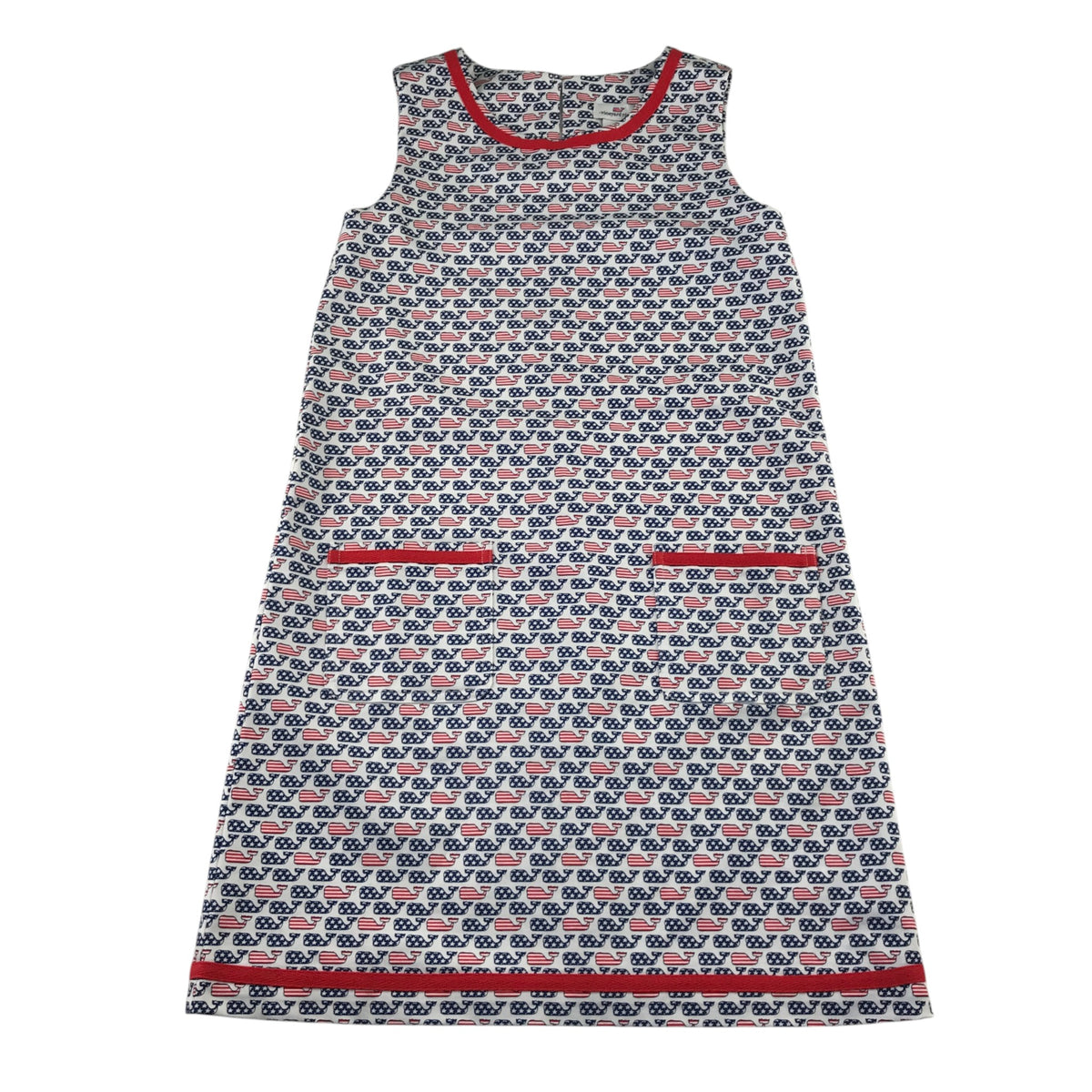 Vineard Vines 9-10 years dress navy red whales A-line cotton spandex
