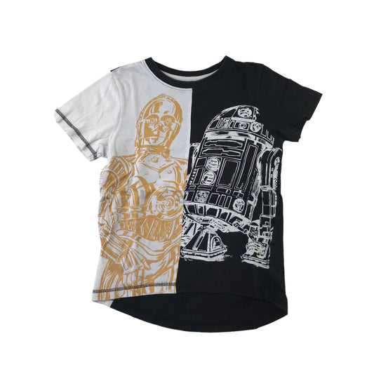 Nutmeg t-shirt 7-8 years black and white Star Wars droids short sleeve cotton