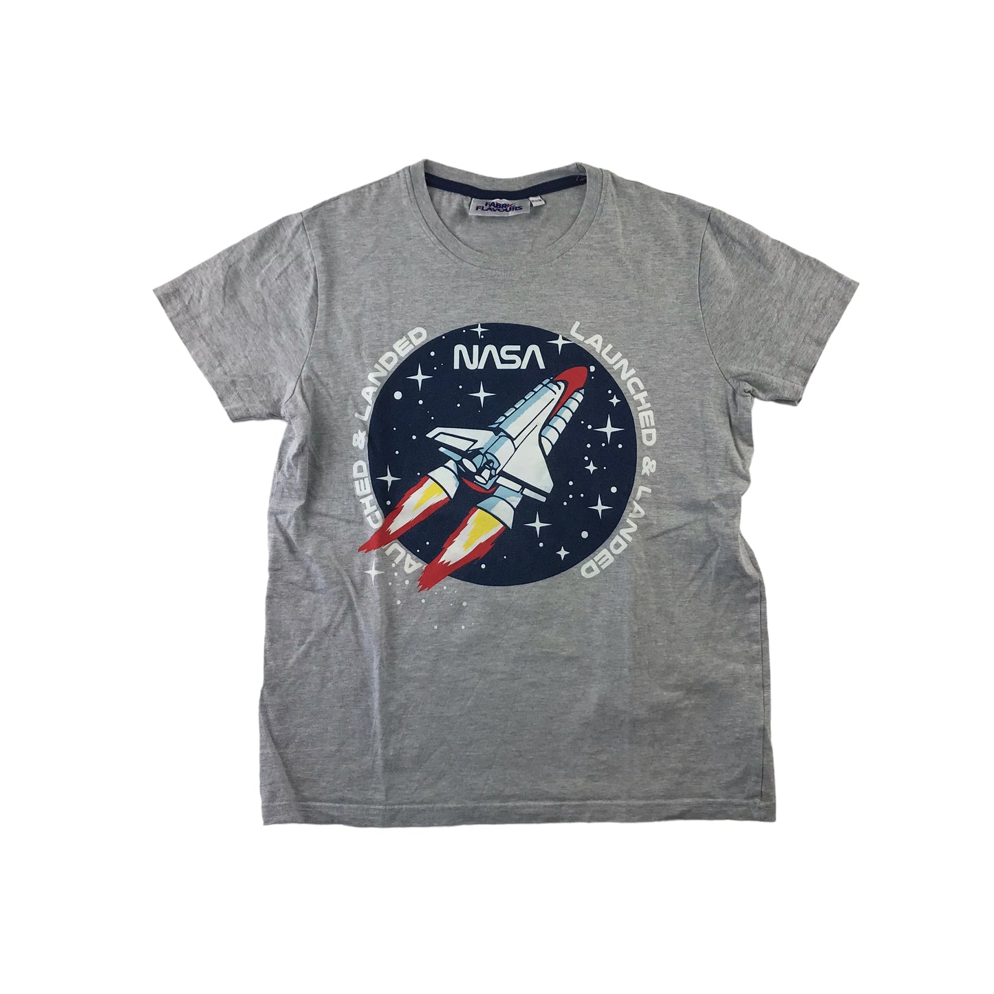 Fabric Flavours t-shirt 11-12 years grey NASA space rocket short sleeve