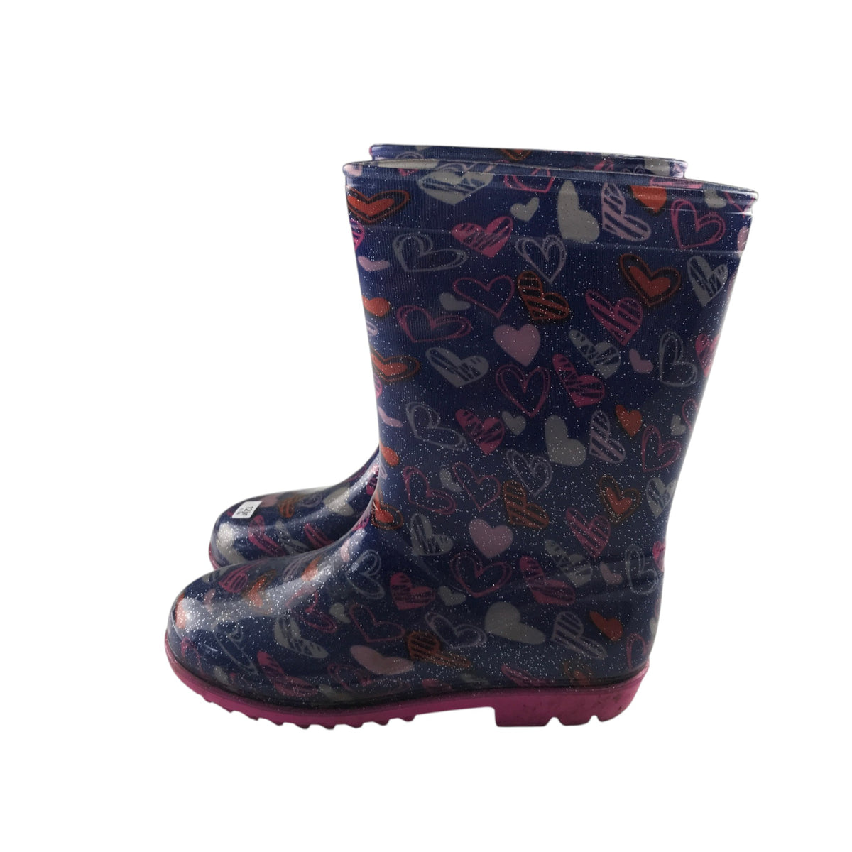 Wellies size UK 12 junior navy blue love hearts