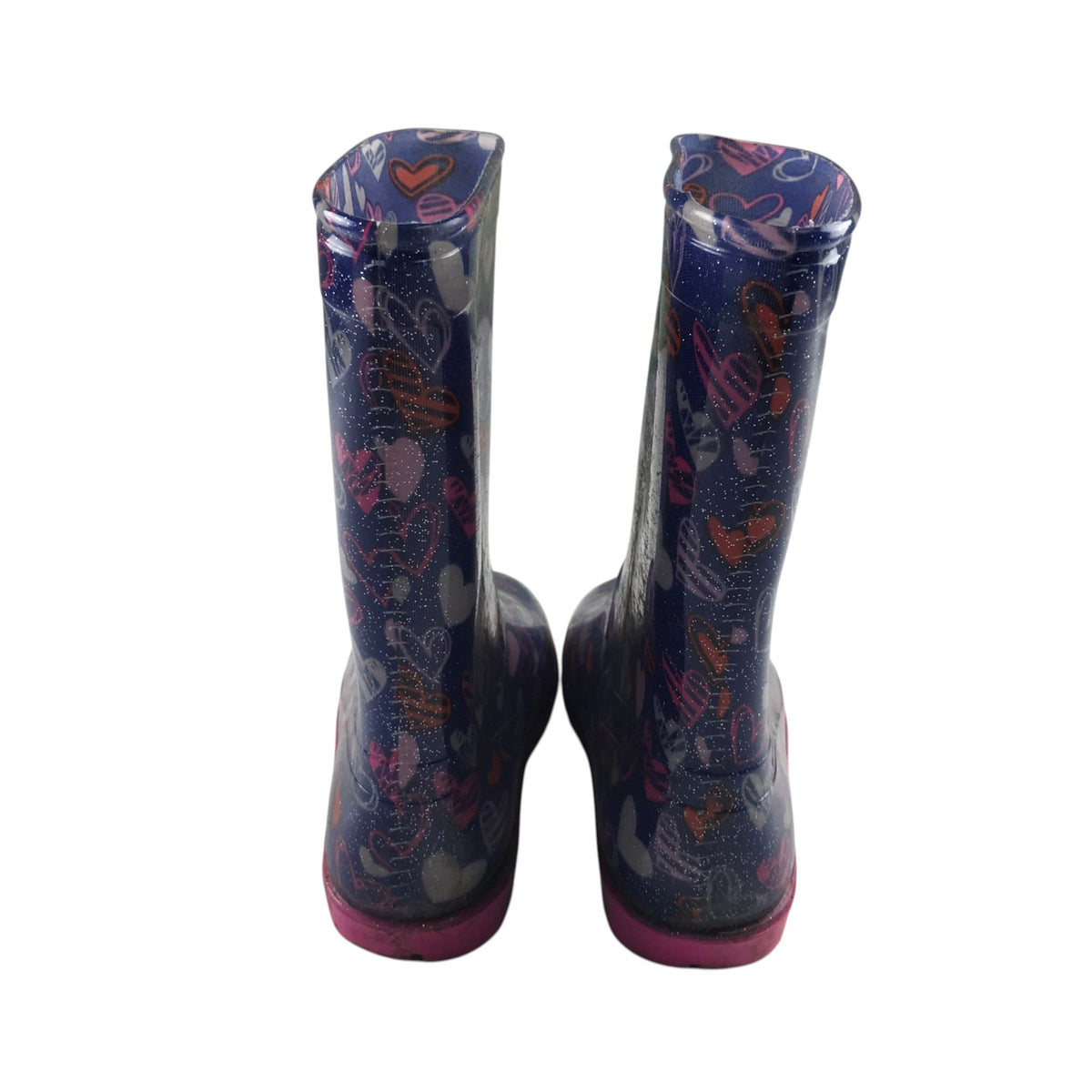 Wellies size UK 12 junior navy blue love hearts