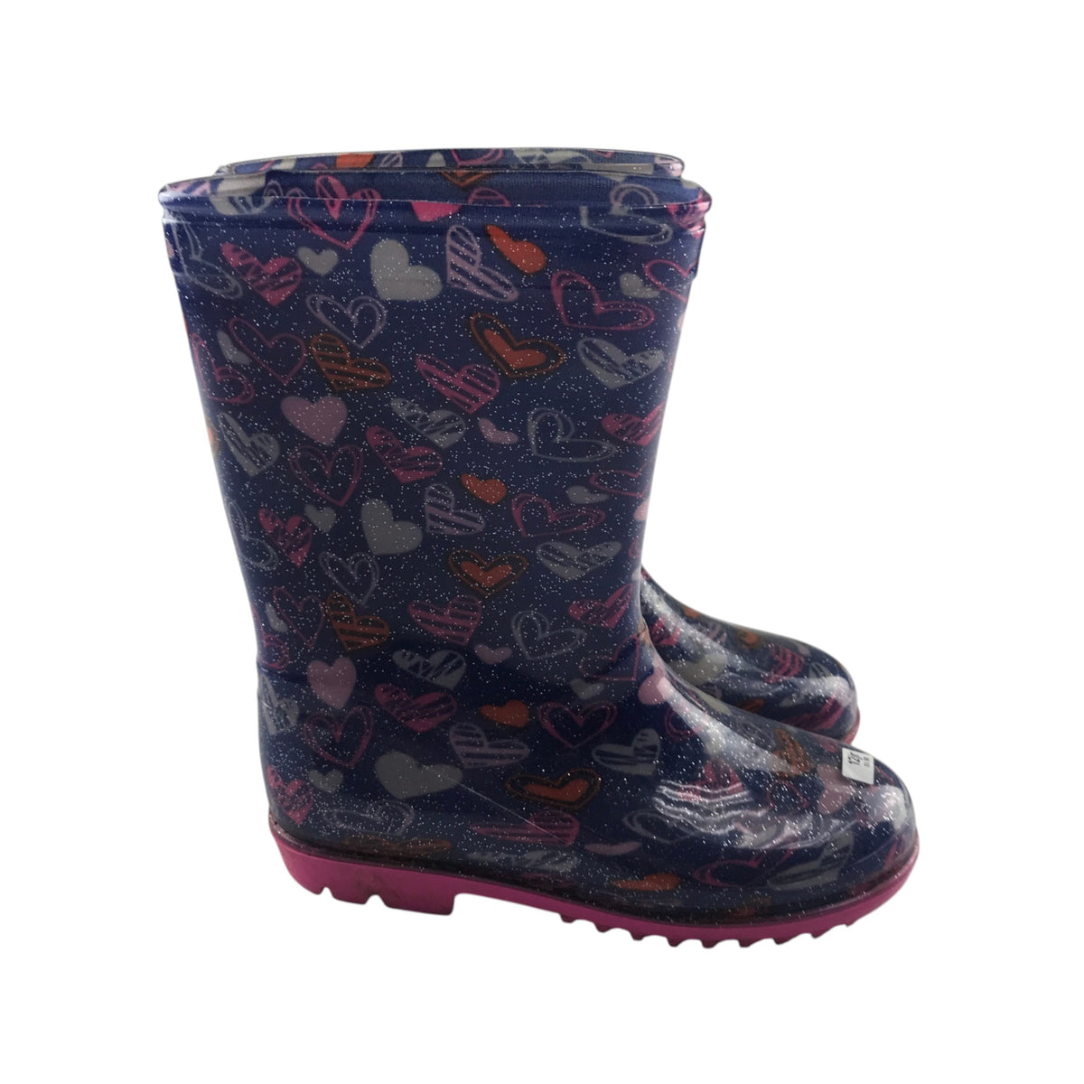 Wellies size UK 12 junior navy blue love hearts