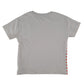 Nutmeg t-shirt 5-6 years white with orange strips and blue Stegosaurus