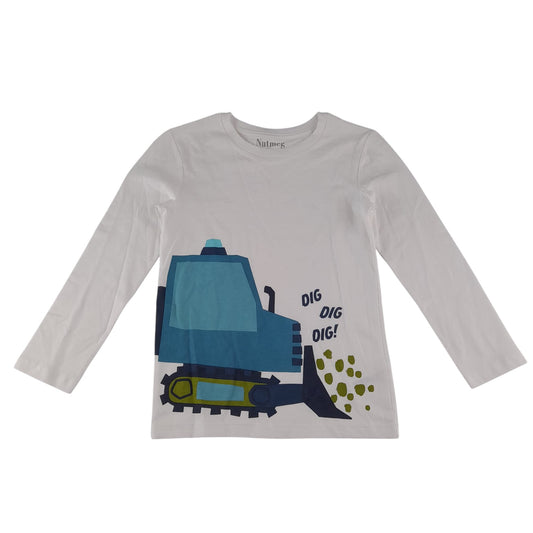 Nutmeg t-shirt 6-7 years white construction vehicle design