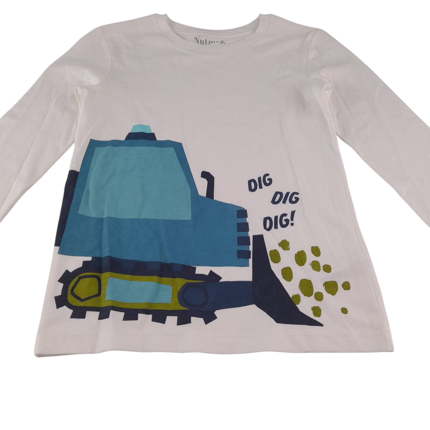 Nutmeg t-shirt 6-7 years white construction vehicle design