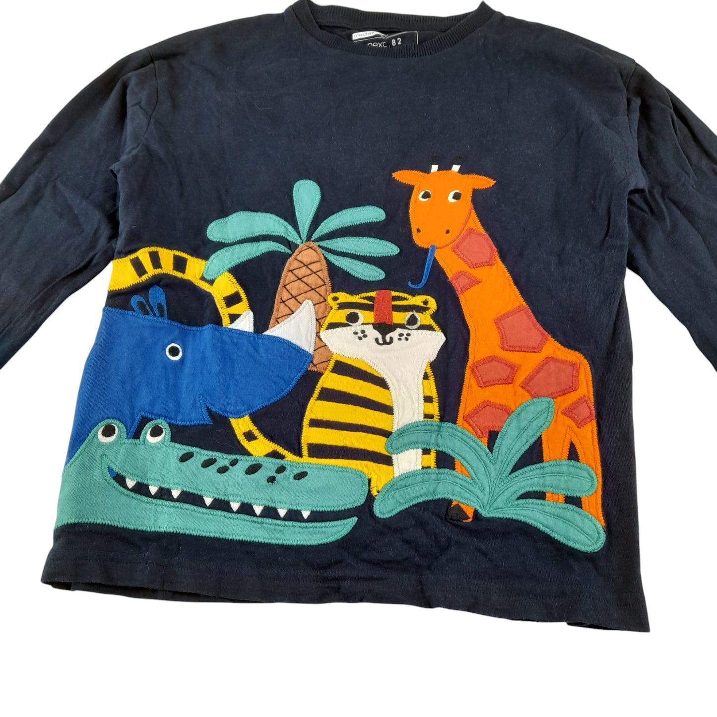 Next t-shirt 5-6 years navy embroidered animal design cotton