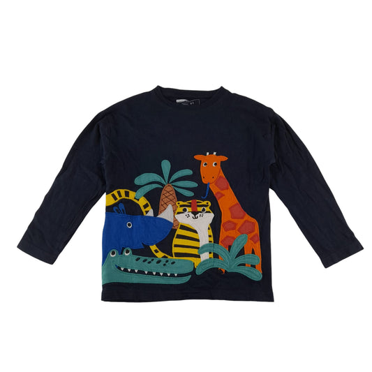 Next t-shirt 5-6 years navy embroidered animal design cotton