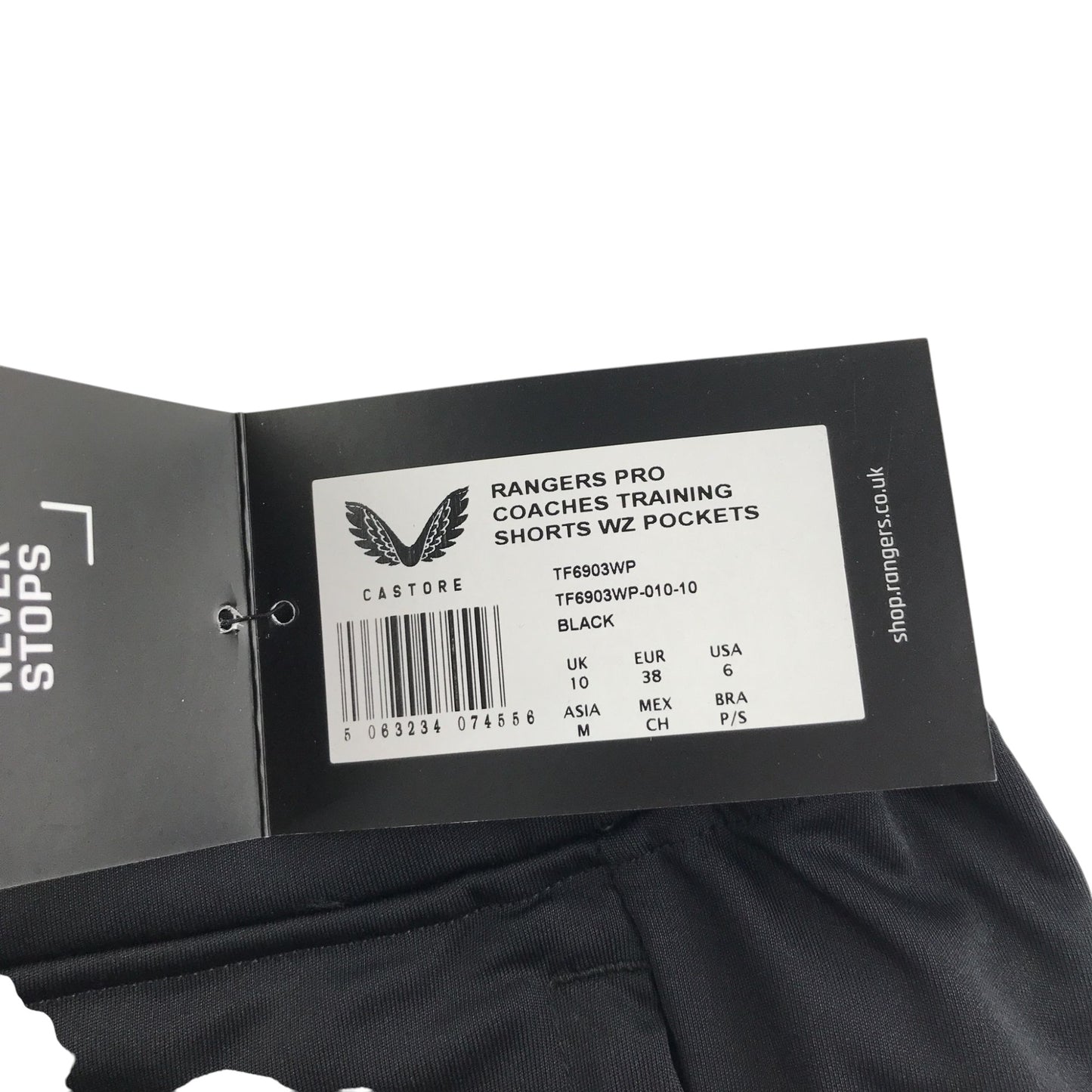 Castore Rangers FC Coaches Training Shorts with Zip Pockets - Black