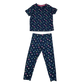 M&S Pyjama Set 4-5 Years Navy Polka Dot Print Cotton