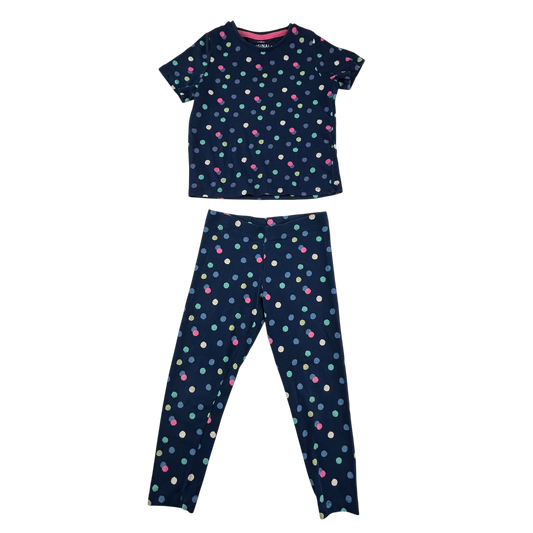 M&S Pyjama Set 4-5 Years Navy Polka Dot Print Cotton