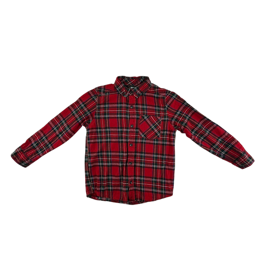 Tu Shirt 7-8 Years Red Tartan Check Long Sleeve Cotton