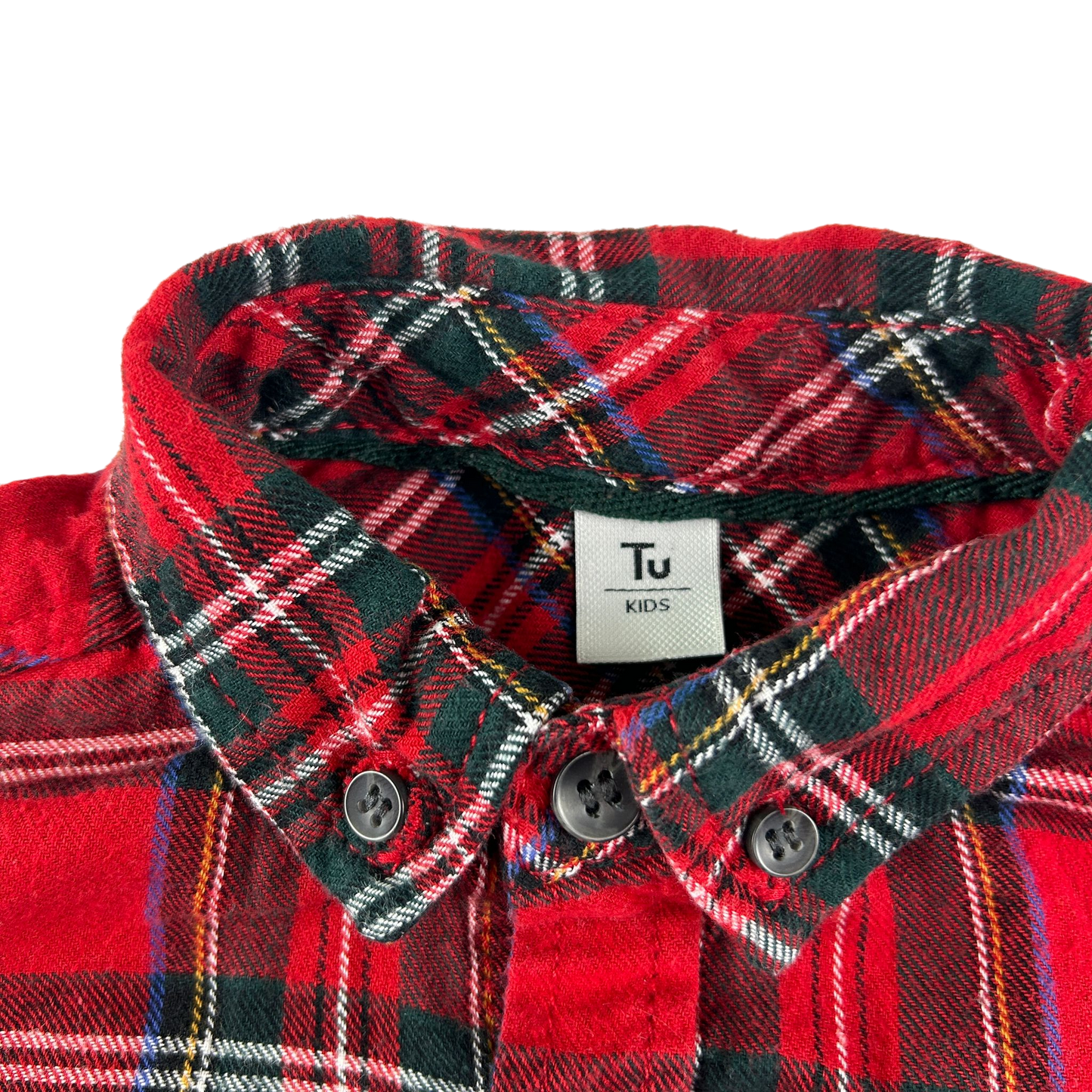 Tu Shirt 7-8 Years Red Tartan Check Long Sleeve Cotton