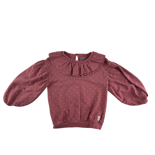 Next Jumper 5-6 Years Pink Polka Dot Pattern Ruffle Neck Cotton