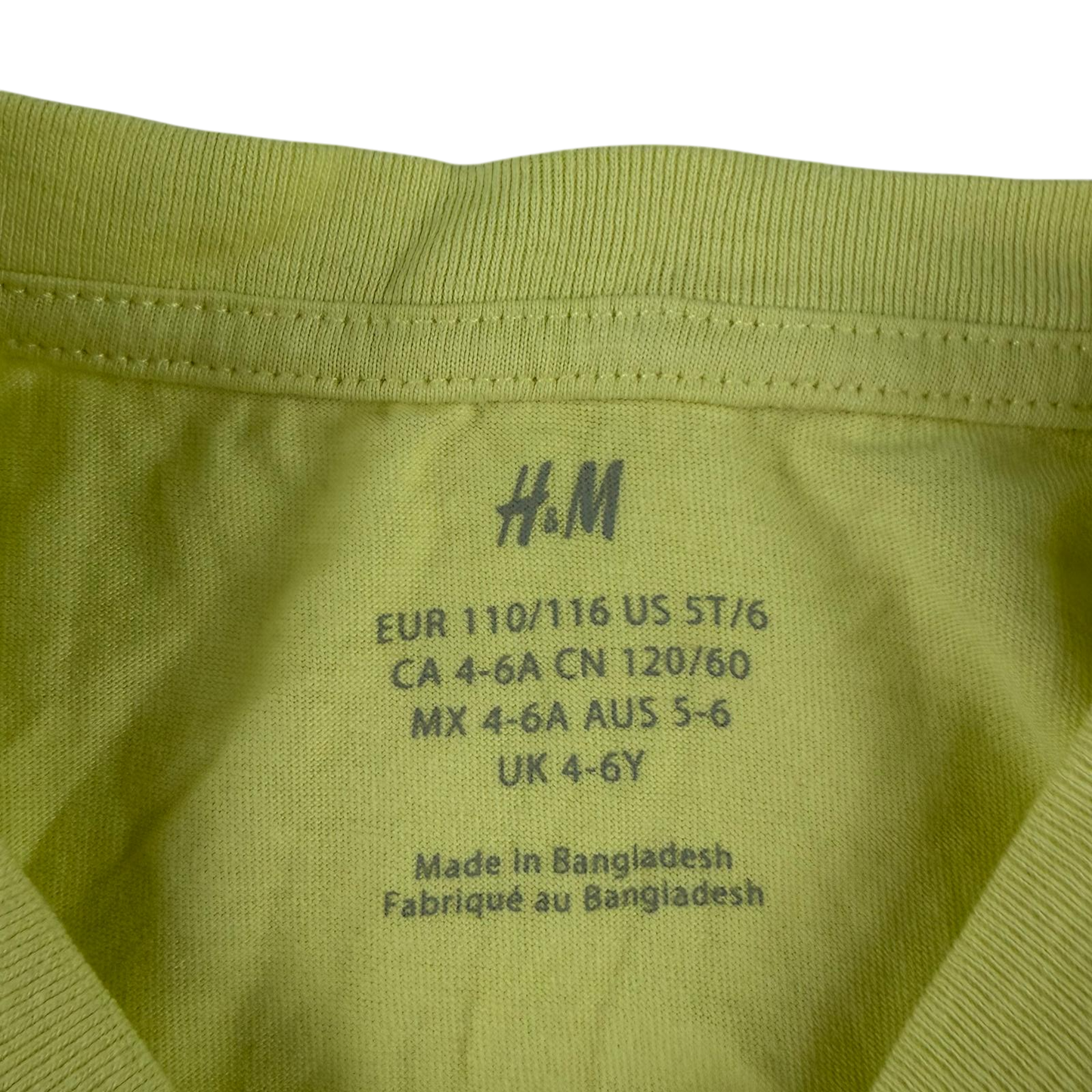 H&M 4-6 years yellow t-shirt