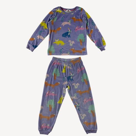 M&S Pyjama Set 5-6 Years Purple Animal Print