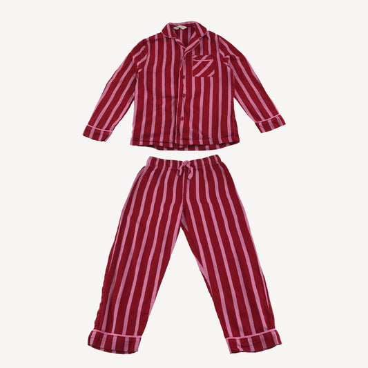 M&S Pyjama Set 5-6 Years Red Pink Stripe Cotton