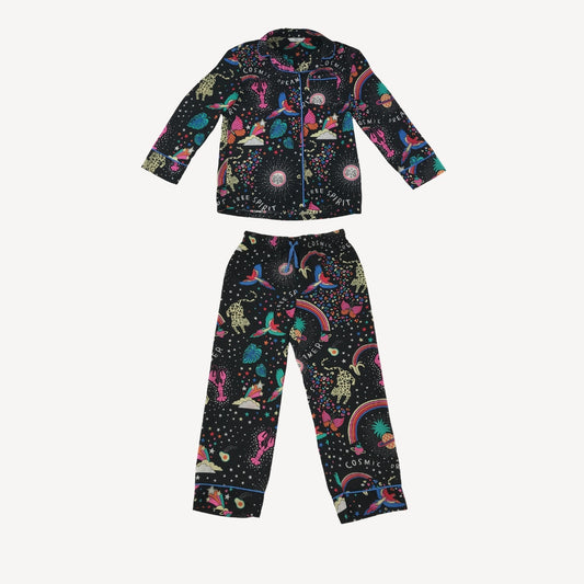 M&S Pyjama Set 8-9 Years Multicolour Star Animal Pattern Cotton