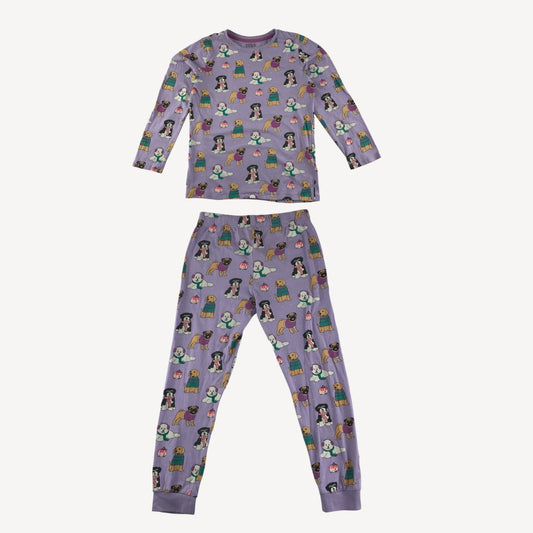 M&S Pyjama Set 9-10 Years Lilac Dog Pattern Cotton