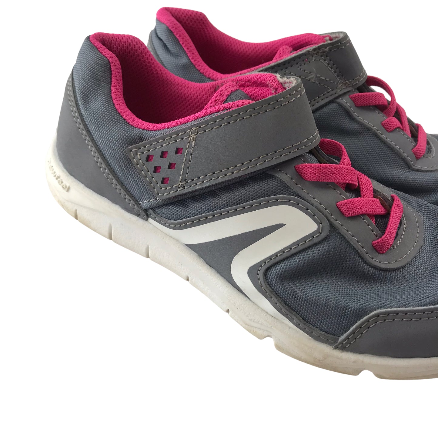 Decathlon Trainers Shoe Size 1.5 Grey Pink Lace