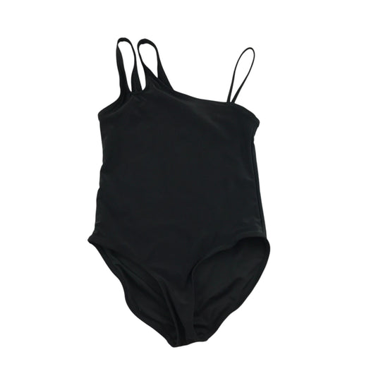 YFK 8-10 years black swim costume double shoulder straps polyester elastane