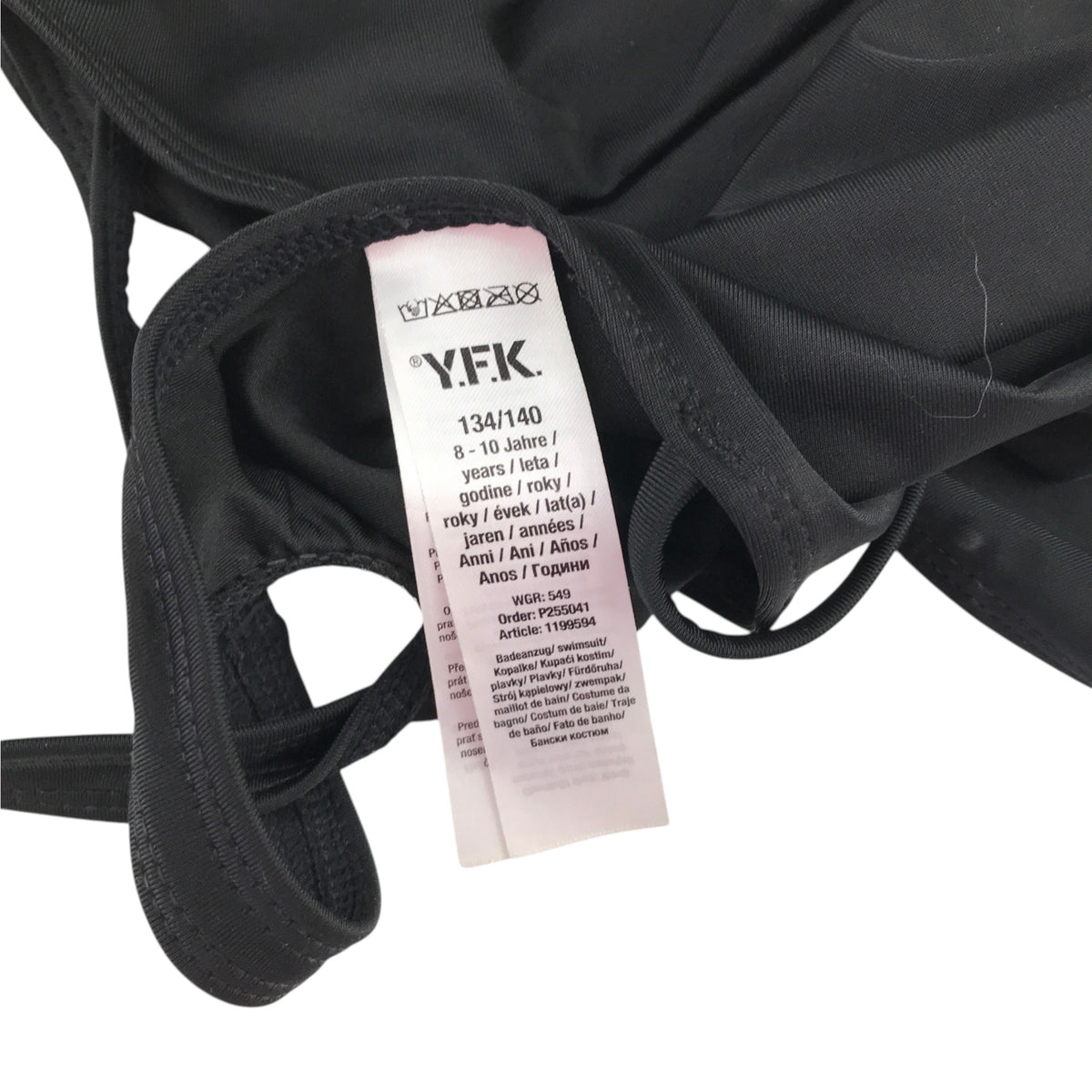 YFK 8-10 years black swim costume double shoulder straps polyester elastane