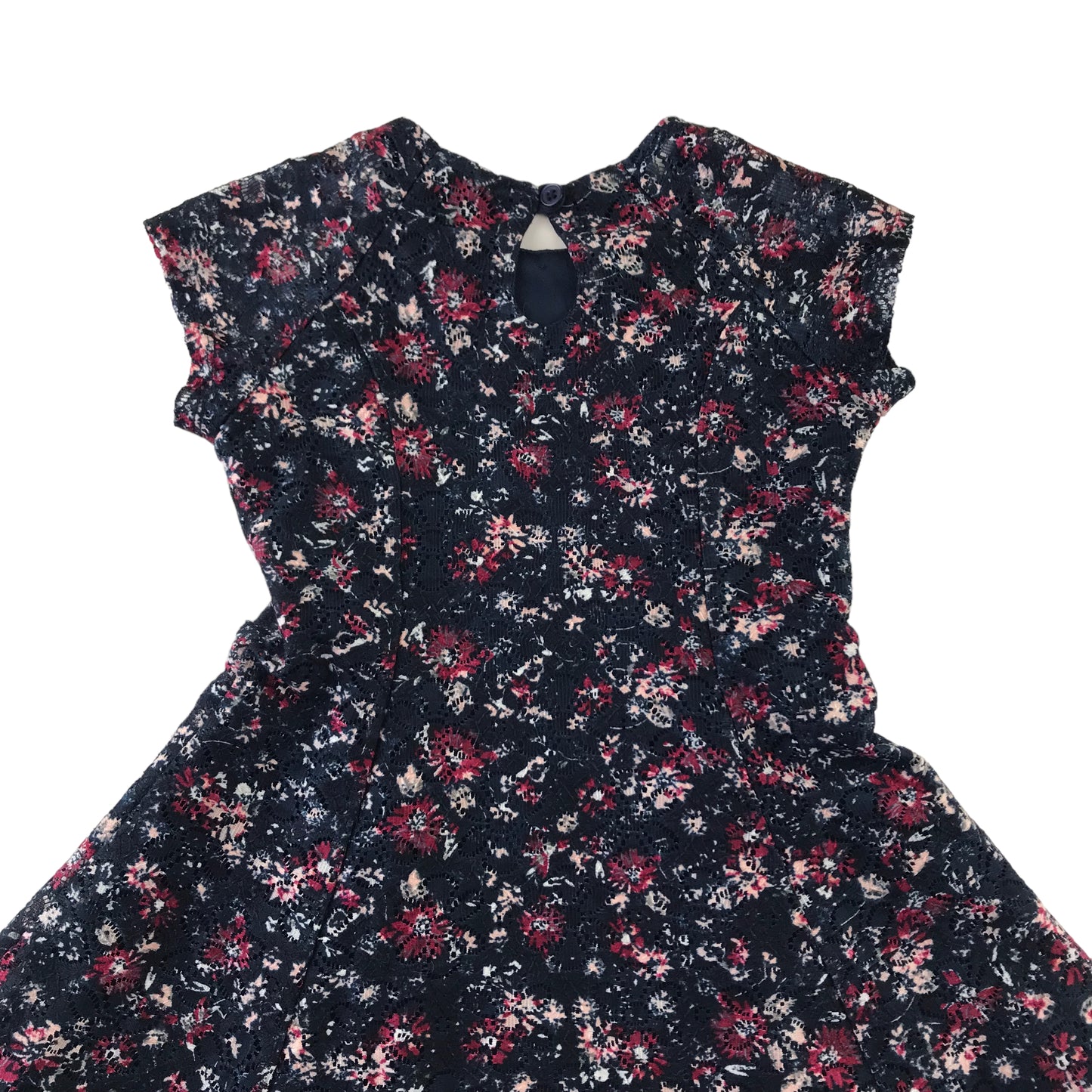 Primark Dress Age 5 Navy Blue Floral Lace Layered