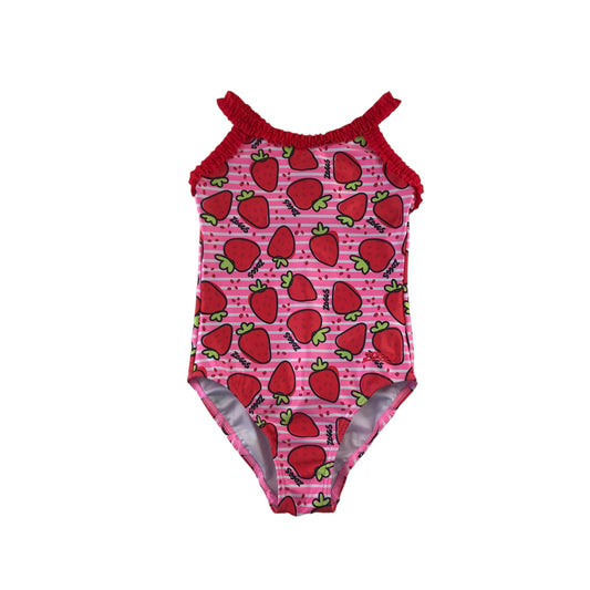 Zoggs swimsuit 4-5 years pink and red strawberries one piece cossie