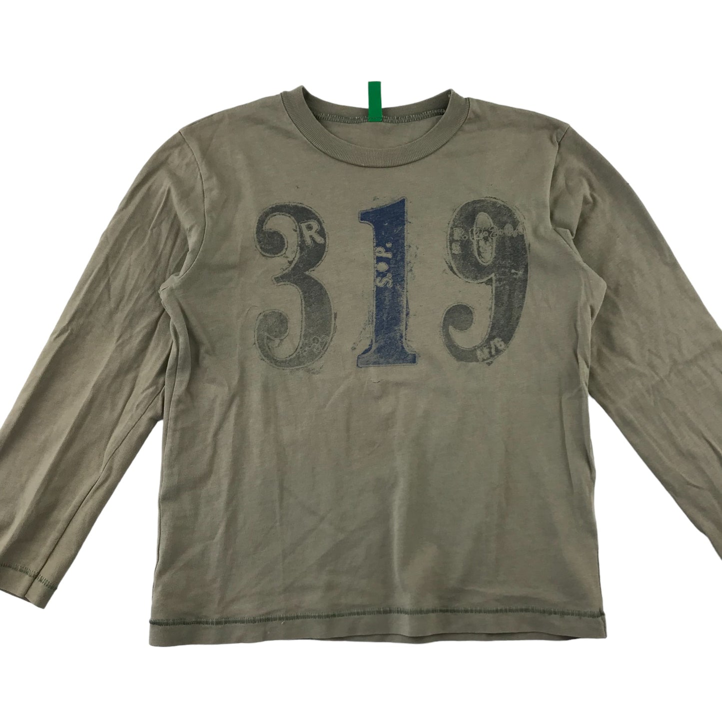 Benetton t-shirt 4-6 years khaki long sleeve print pattern