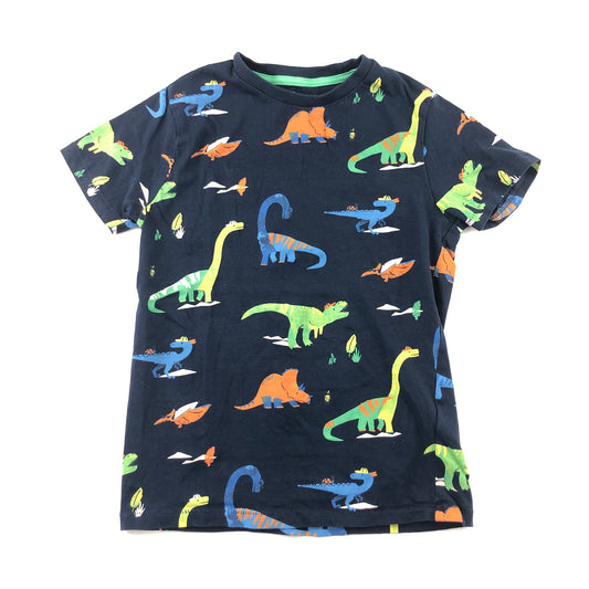 M&S T-Shirt 6-7 Years Navy Dinosaur Graphic Print