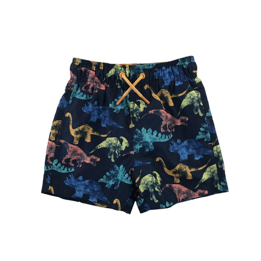 Nutmeg Swim Trunks 5-6 years navy dinosaur print pattern shorts