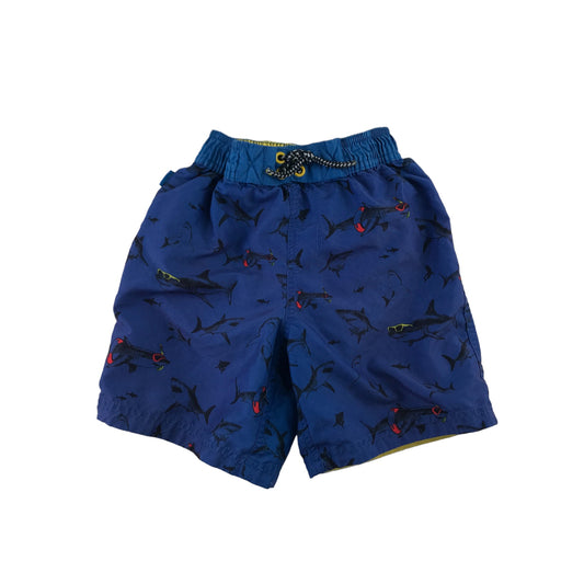 Fatface swim trunks 5-6 years blue sharks print pattern shorts
