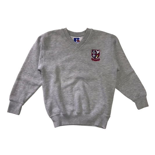 *Giffnock Primary light grey V-neck sweatshirt