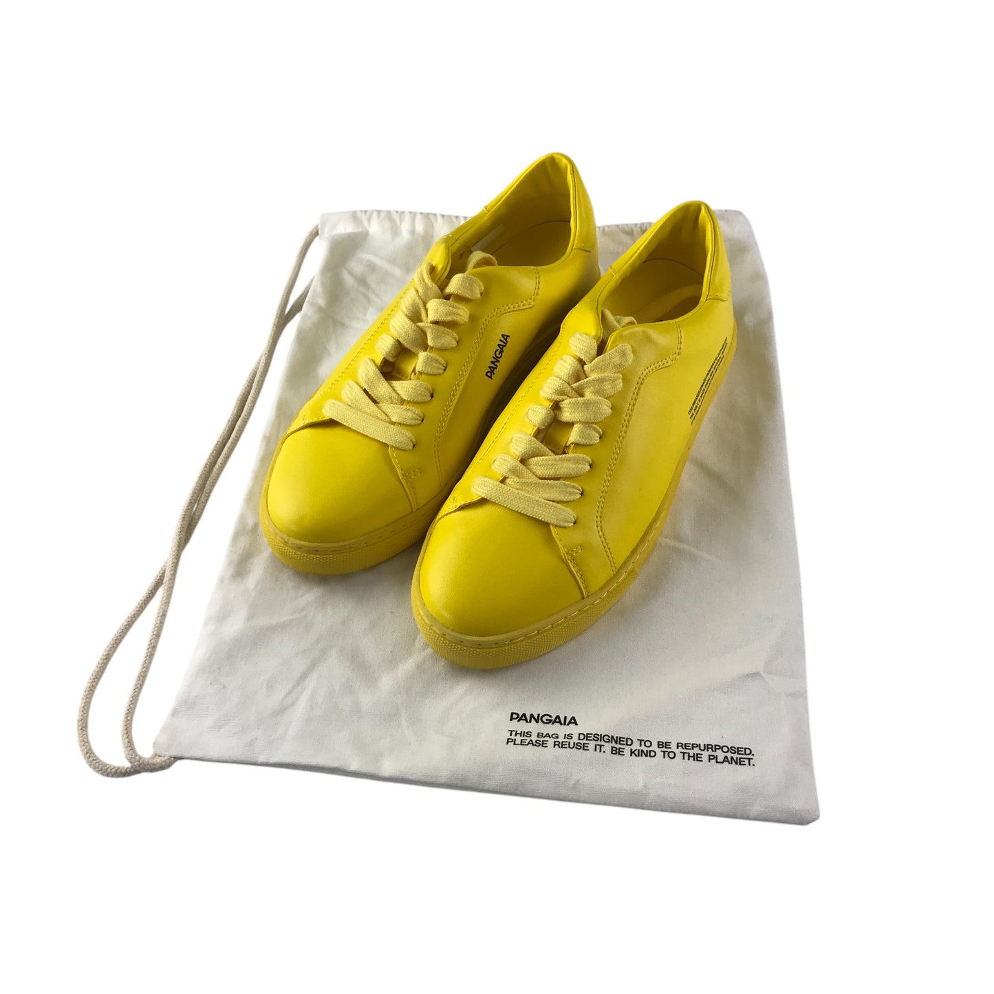 Pangaia trainers shoe size UK 5 yellow grape leather vegan