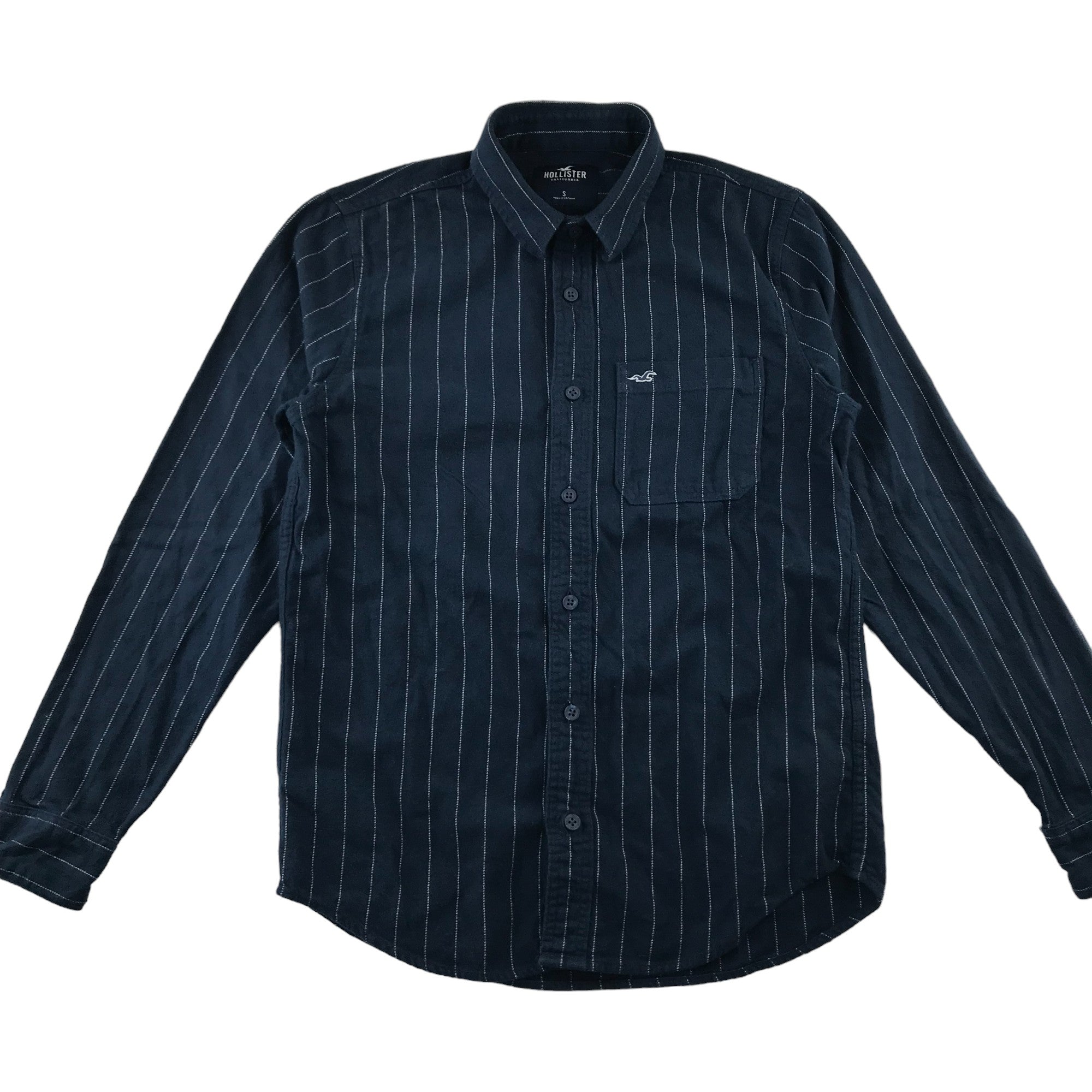 Hollister shirt men size S dark charcoal stripy long sleeve button up ApparelXchange CIC
