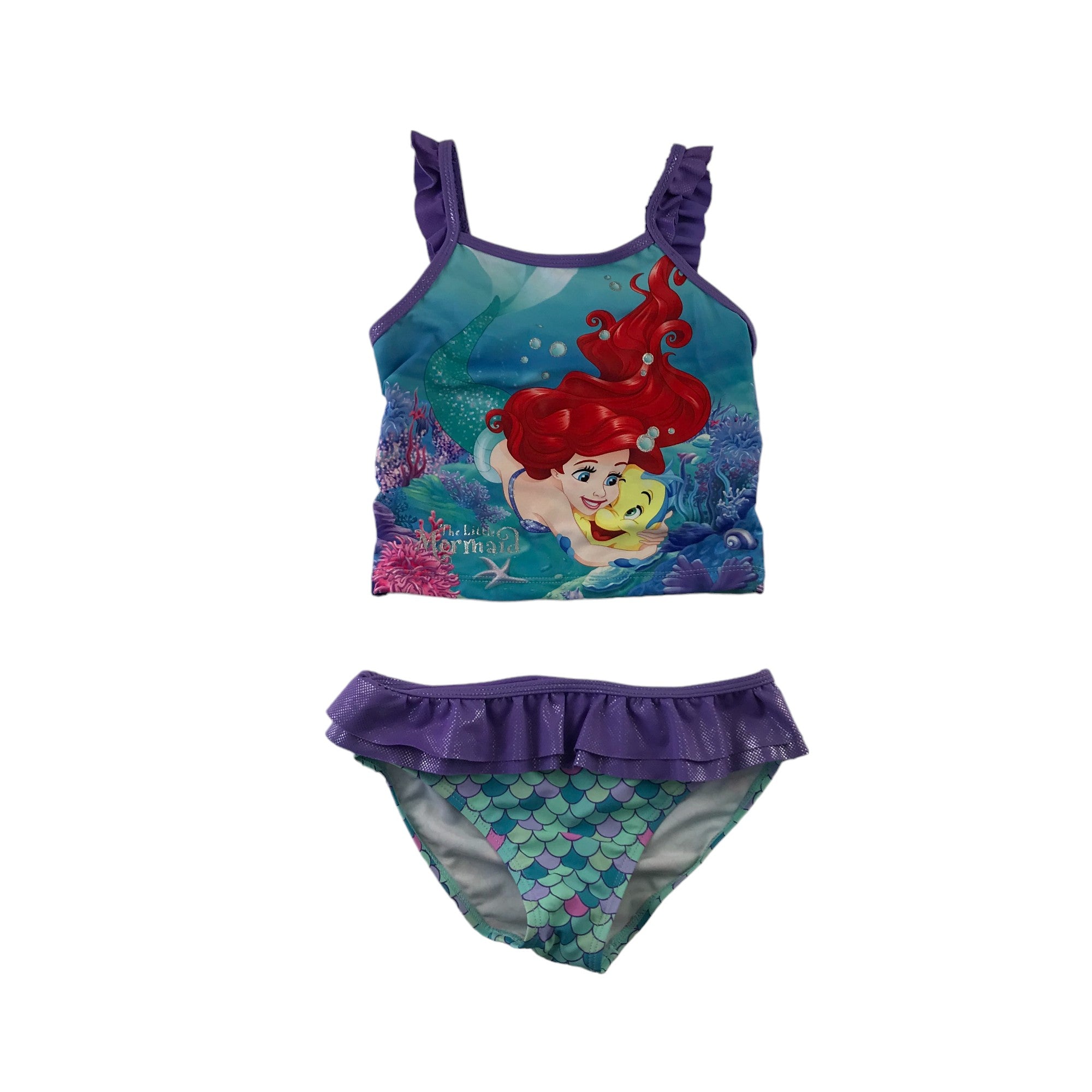 F F swimsuit 5 6 years blue and purple Disney Ariel 2 piece swim costu ApparelXchange CIC