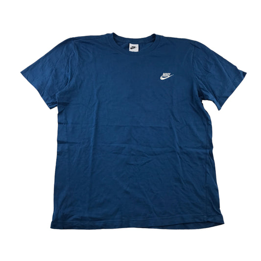 Nike t-shirt adult M blue plain short sleeve cotton