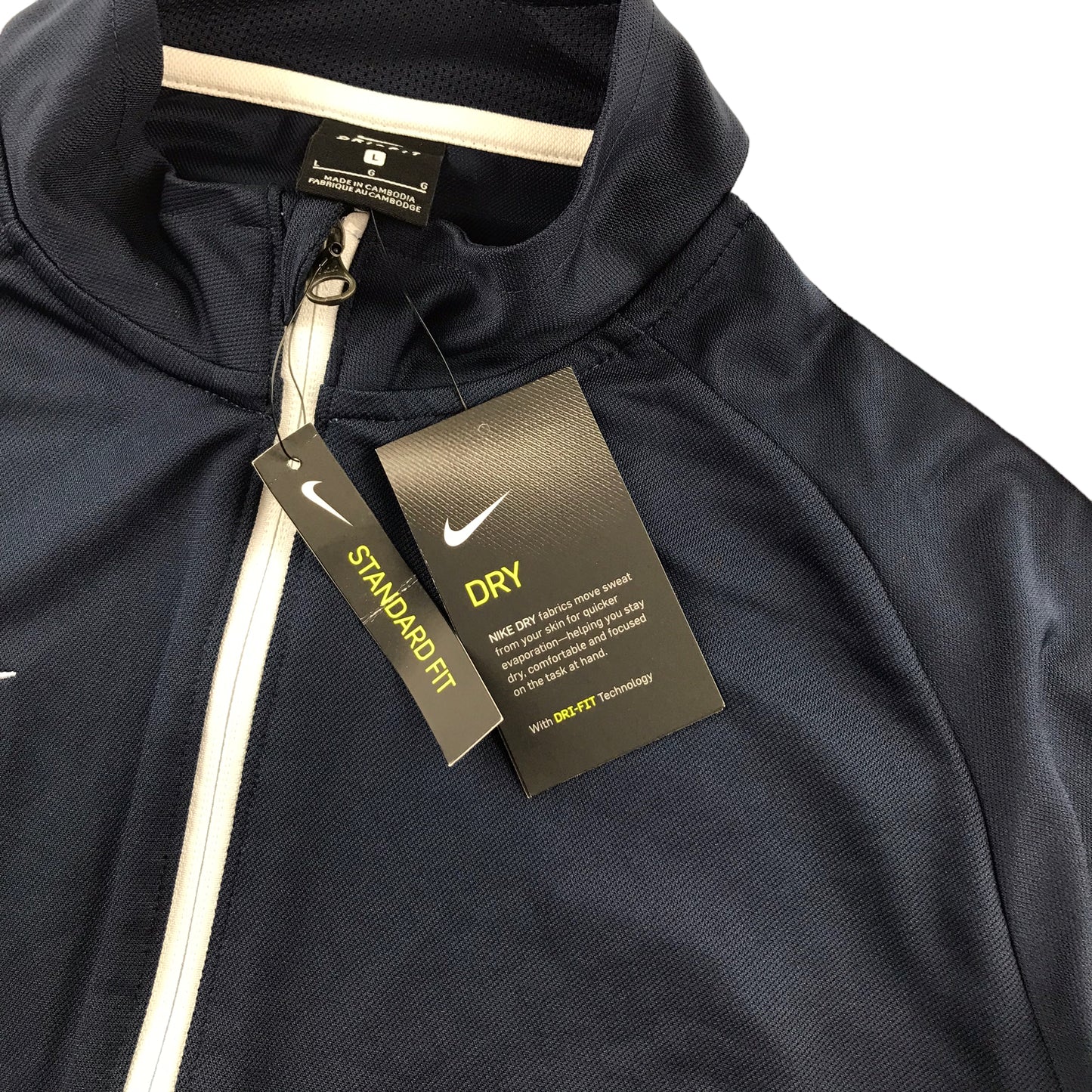 Nike sport sweatshirt men size L navy blue full zipper sporty top