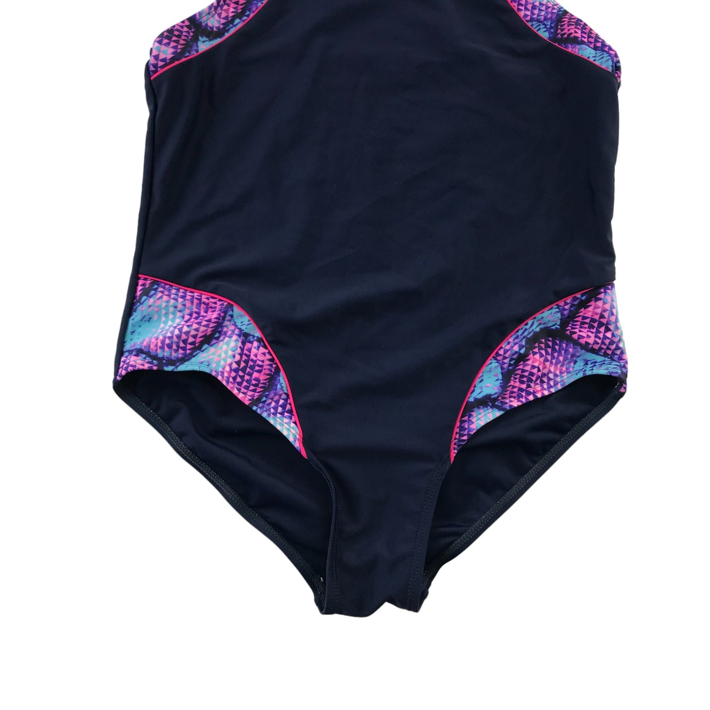 Nutmeg swimsuit 11-12 years navy blue purple graphic detailed one piece cossie