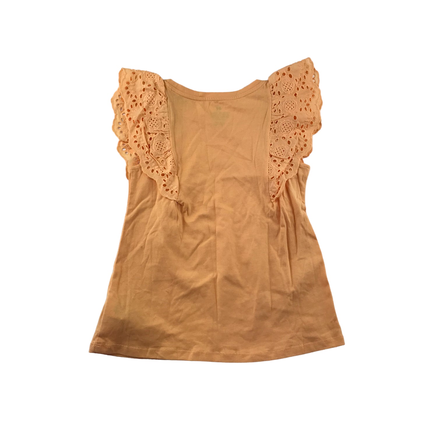 H&M top 6-8 years peachy orange lace style sleeveless butterfly frills cotton