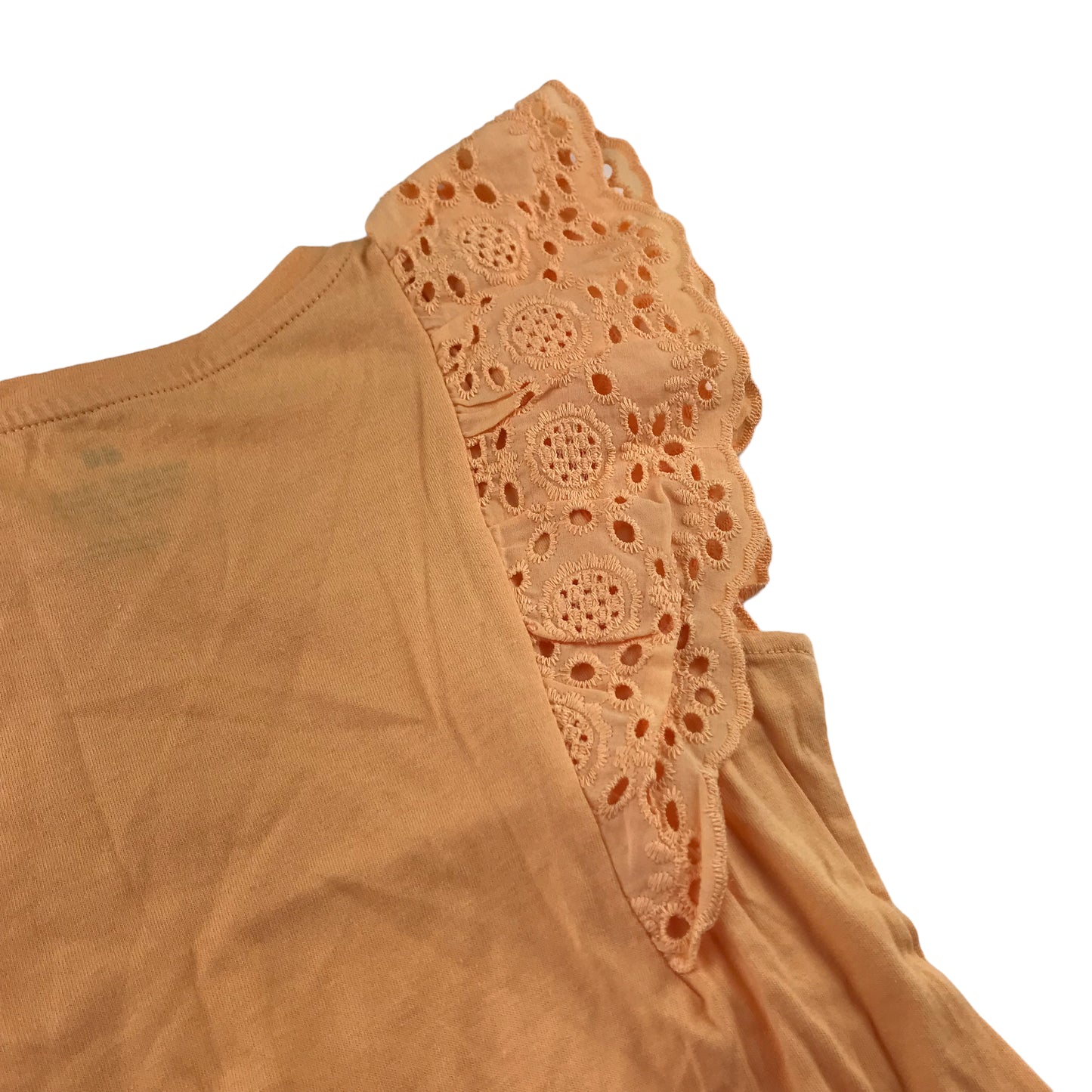 H&M top 6-8 years peachy orange lace style sleeveless butterfly frills cotton