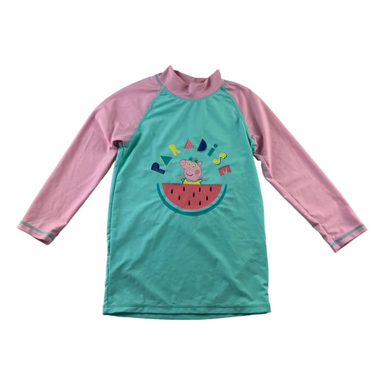 Peppa Pig Swim top Mint and Pink long sleeve Paradise print