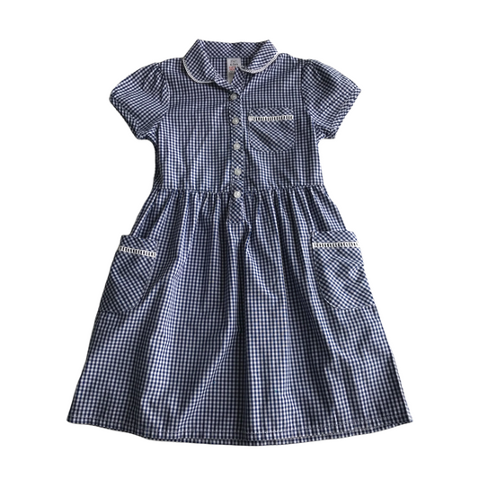 Black gingham with buttons school summer dress