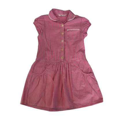Pink gingham with buttons school summer dress