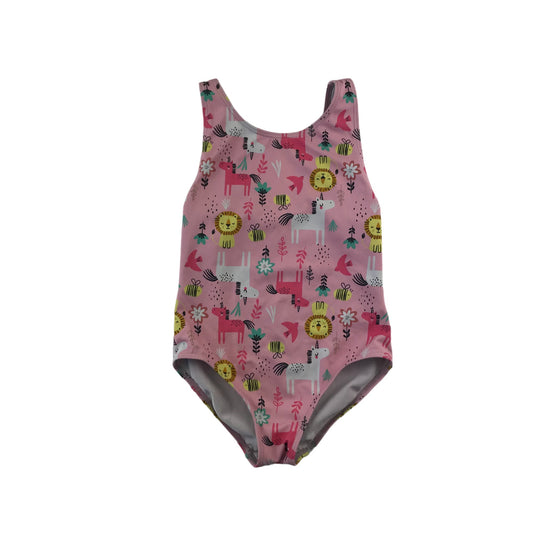 F&F swimsuit 5-6 years pink animals print pattern one piece cossie