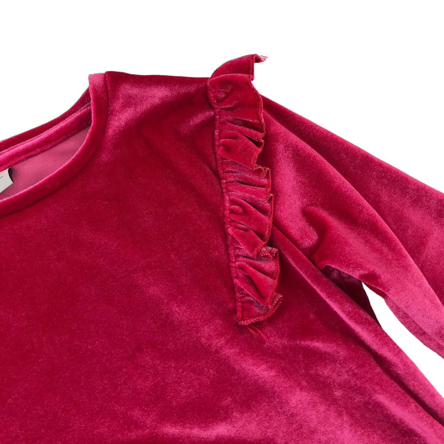 Tu blouse 6-7 years bright pink velvet long sleeve with frill details